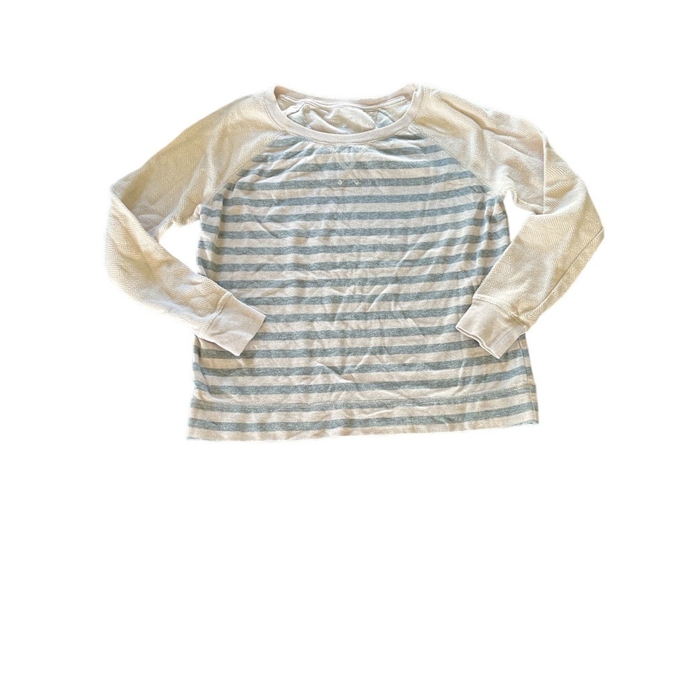 Merona Cream and Grey Striped Women’s Large Sweatshirt